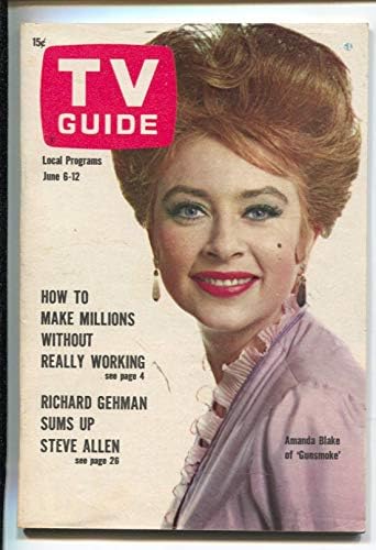A TV Guide 6/6/1964 Lőporfüst-Amanda Blake borító-Illinois-Nincs címke-újságos copy-VF-