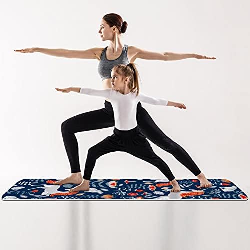 Vastag, Csúszásmentes Gyakorlat & Fitness 1/4 jóga szőnyeg Egyszarvú Kék Nyomtatás Jóga Pilates & Emelet Fitness Edzés (61x183cm)