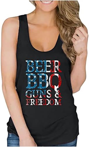 Sör BBQ Guns & Szabadság Pólók Női július 4-Maximum Amerikai Zászló Nyomtatás Póló Függetlenség Napja Hazafias Blúz
