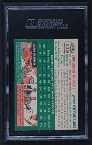 1954 Topps 119 Johnny Antonelli New York Giants (Baseball Kártya) CSKP CSKP 7.00 Óriások