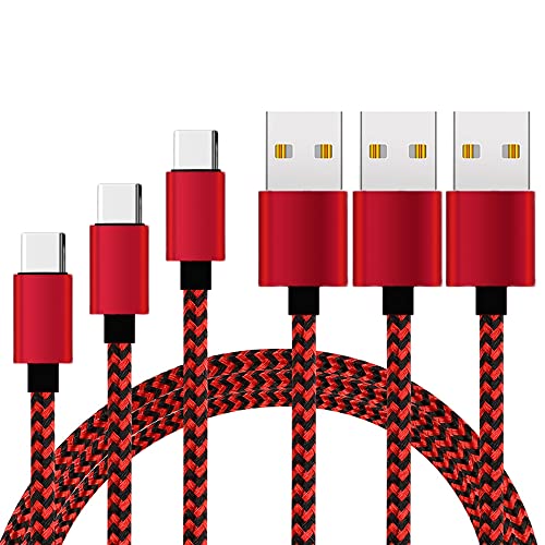 USB-C Kábel 3 Csomag 6.6 ft 3A gyorstöltés Nylon Típusú USB-C Kábel Kompatibilis a Samsung Galaxy S21 S22 S20 FE Ultra S10 S10+ S9 S8 Plusz
