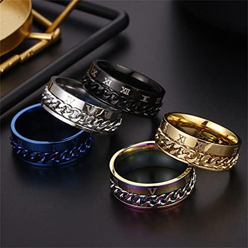 Minimalista Gyűrűk a Nők Domináns Forgatható Siple Lánc Személyiség Ékszerek, Gyűrű, Férfi Római Átutalás Gyűrű Acél Titán Gyűrűk