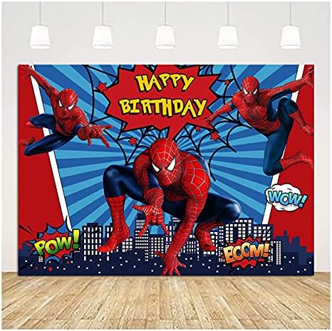 chaungda Spider-Man Happy Birthday Banner Hátterekkel Fiúk Fotózás Hátterekkel, Party Dekoráció Parti Jel Desszertet is, Udvaron