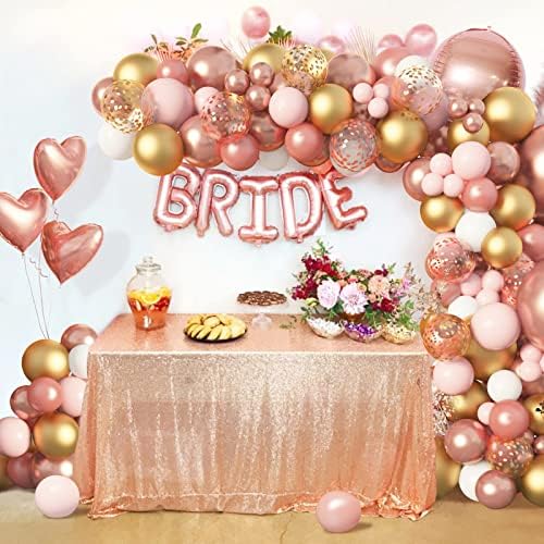 Amandir Rose Gold Lufi Garland Arch Készlet, 150pcs Rose Arany, Pink, Fehér, Arany Konfetti Latex Lufi a Menyasszonyi Esküvői
