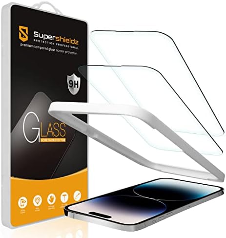 (2 Csomag) Supershieldz Tervezett iPhone 14 Pro (6.1 hüvelyk) Edzett Üveg képernyővédő (Könnyű Telepítés Tálca) Anti Karcolás,