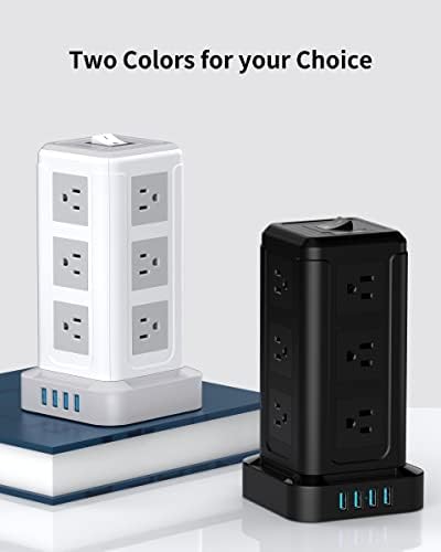 USB-C elosztó Torony túlfeszültségvédő Elektromos Töltő Állomás, USB-C, 12 VÁLTÓÁRAMÚ Dugaszolóaljzathoz, 4 USB Port, Egy C
