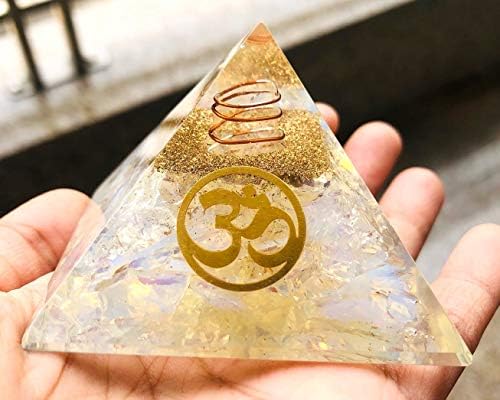crystalmiracle Opalite Orgon 48 MM Piramis Om Szimbólum EMF Védő Energia Generátor Kristály Gyógyító Wellness Reiki Feng Shui