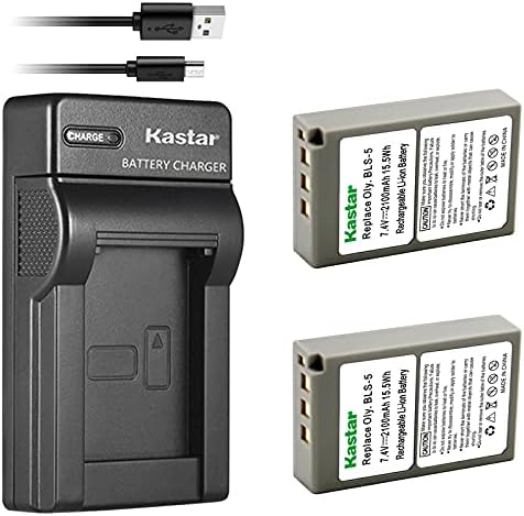 Kastar Akkumulátor (X2) & Slim USB Töltő Olympus BLS-5, PS-BLS5, valamint az Olympus OM-D E-400 E-410 E-420 E-450 E-600 E-620 E-P1