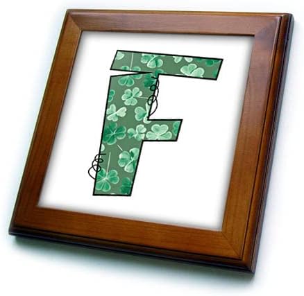 3dRose Aranyos Zöld négylevelű Lóhere Göndör Cue-Monogram Eredeti F - Keretes Lapok (ft-375821-1)