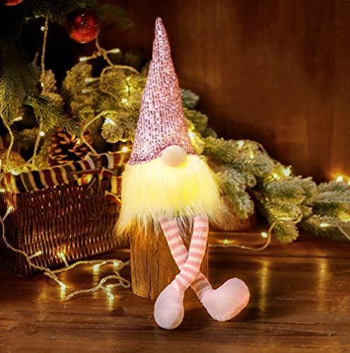 Karácsonyi Fények Gnome Dekoráció 2022 Rózsaszín Kalap, Dísz, Húsvéti Hosszú Lábát svéd tomte barátja Kézzel készített Mikulás