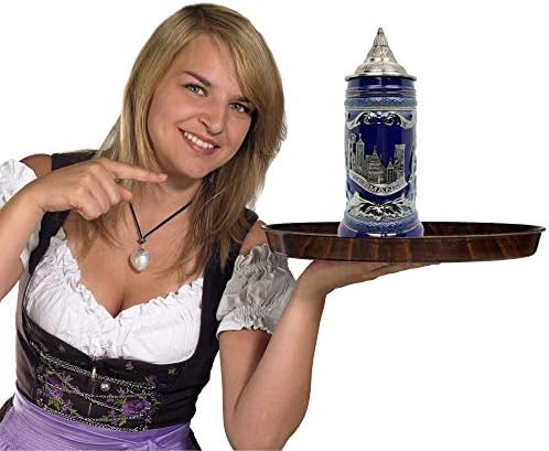 Lényeg Európa Ajándékok E. H. G 0.6 Liter | OktoberfestHaus német Rothenburg korsó Sör Fém Jelvény A Kobalt Kék Bier Krug Kerámia Stein