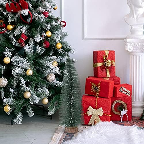 PRETYZOOM 3Pcs Mini karácsonyfa 20 25 30 cm Miniatűr fenyőfák Asztali Szizál Hó, Fagy Fák Fa Alap, Mesterséges karácsonyfa Téli Asztal Dísze