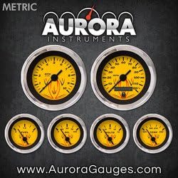 Aurora Eszközök 4728 Csíkos Sárga Metrikus 6-Es Szett (Fekete Vintage Tűk, A Chrome Trim Gyűrűk, Stílus Készlet Telepítve)