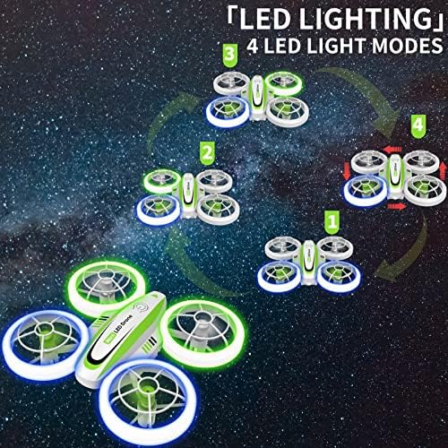 RiskOrb LED Mini Drón Gyerekeknek,4 Fény Mód,360° Fejtetőre,Magasság tart,2 Sebesség,Egy-gomb Start/Föld,Játékok, Ajándékok