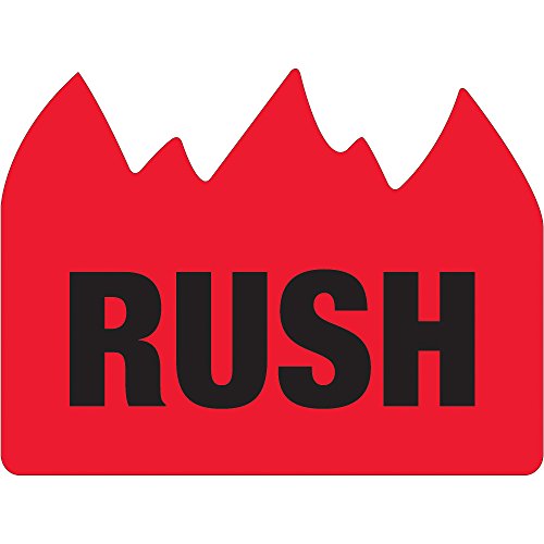 Rush (Bill of Lading) Láng Címke/Matricák, 1 1/2 x 2, Piros/Fekete, 500 Címkék Per Roll (1 Tekercs)