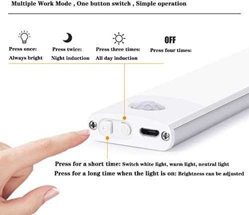 LED Mozgásérzékelő Kabinet Fény 500mAh Akkumulátor , USB Újratölthető Mozgásérzékelő Lámpa Beltéri 3500K Szabályozható Vezeték nélküli Night