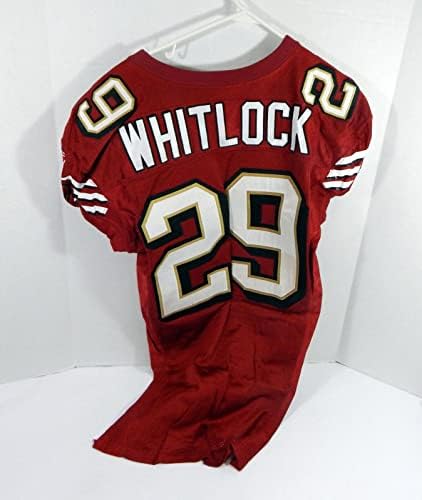 2003-ban a San Francisco 49ers Arkee Whitlock 29 Játékban Használt Piros Mez 42 DP30875 - Aláíratlan NFL Játék Használt Mezek