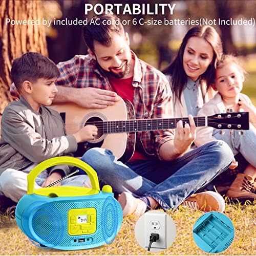 hPlay Nyúlós GC04B Hordozható CD-Lejátszó Boombox Digitális Tunning FM Sztereó Rádió Gyerekek CD Lejátszó Bluetooth USB LCD Kijelző,