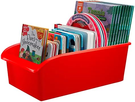 Zilpoo 12 Pack - Nagy Műanyag Könyv Ládákat az Osztályteremben is, Húzza Ki a Kerekeket. Könyvtári Polcon Tárolás Szervező Dobozok,