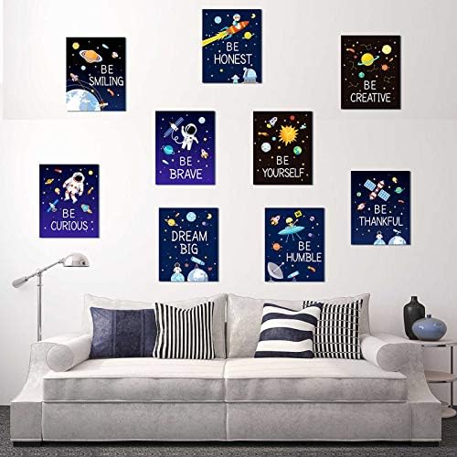 9 Db Tér Fal Nyomatok Keretben Helyet Inspiráló Plakátok 8 x 10 Inch Bolygó Motivációs Idézet Képek Játszószoba Hálószoba Tantermi