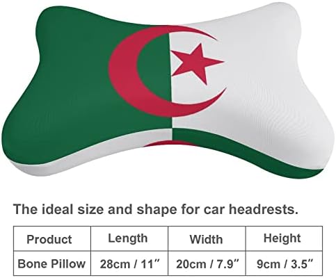 Zászló Algéria Autó Nyak Párna Készlet 2 Kényelmes Nyak Támogatás Fejtámla Töltött Párna Memory Foam Utazási autósülés