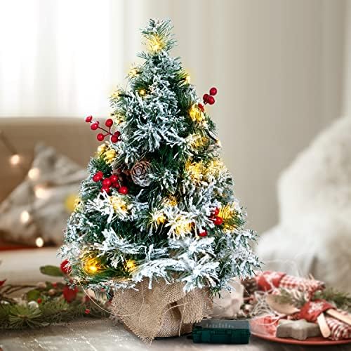 Joiedomi 20 Hó Özönlöttek Prelit Asztali karácsonyfa a Legjobb Karácsonyi Otthon Dekoráció (elemes)