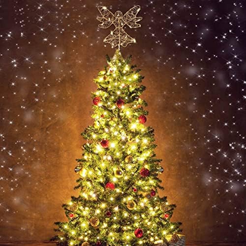 Lilithye Angyal karácsonyfa Topper Égő Arany Fém karácsonyfa Toplisták 9.4 csúcsdíszt, 20 LED-es Lámpák a Karácsonyi Díszek