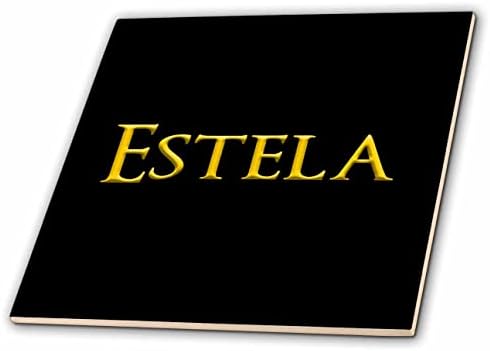 3dRose Estela előkelő lány baba neve az USA-ban. Sárga, fekete amulettel - Csempe (ct_353972_1)