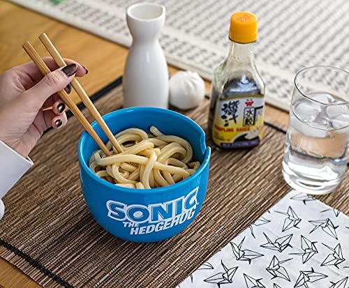 Sonic A Sün Japán Kerámia Étkészlet Set | Tartalmazza 14 Unciás Ramen Tál, Fa Pálcika | Ázsiai étel Étel Beállítani az Otthoni Konyha