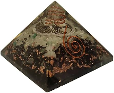 Sharvgun Orgonite Piramis Jade & Obszidián Drágakő Virág az Élet Orgon Piramis Negatív Energia Védelem 65-70 MM, Etra Nagy Piramis,