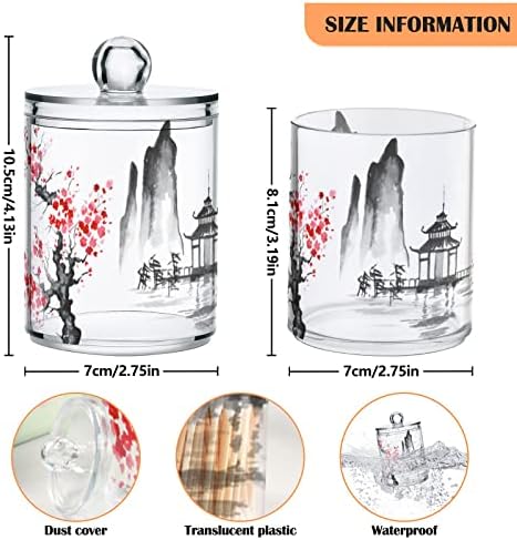 Japán Cseresznye Blossms 2 Csomag Vatta Labdát Jogosultja Szervező Adagoló Műanyag Pulton Tartály szemhéjakkal Pamut Labdát
