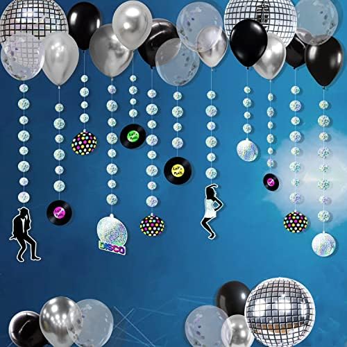 12db Színjátszó Disco Party Garland Eufória Szülinapi Dekoráció Holografikus Lóg Labdát Lemez Banner Streamer Hátteret, Disco Téma