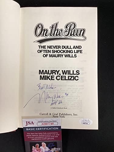 Maury Wills Dedikált Könyvet A Távon Dodgers Baseball Auto SZÖVETSÉG Ellopott Base-HOF? - MLB Dedikált Egyéb Tételek