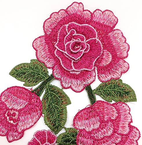 PEPPERLONELY 1 db 3D-s Piros Rózsa Virág Levelek Hímzett Varrás Javítás Matricák Ruhát Jelvény Varrás Szövet Applied Kellékek,