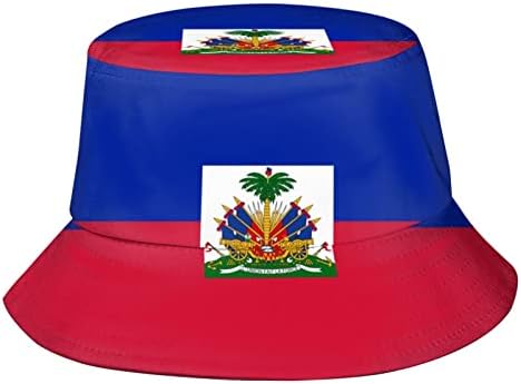 Évjárat Vicces Haiti Haiti Zászló Vödör Kalapja a Férfiak a Nők Pakolható Nyári Haiti Zászló Nyomtatott Kalap a Nők, Férfiak