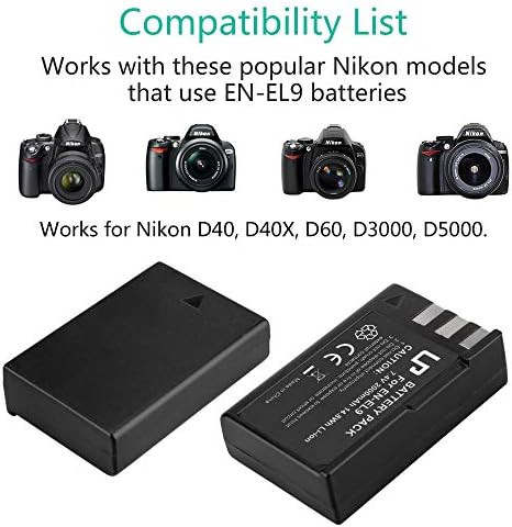 EN-EL9 EN-EL9a Akkumulátor, LP 2-Pack Újratölthető Li-Ion Akkumulátor, Beállítás, Csere Akkumulátor Kompatibilis a Nikon
