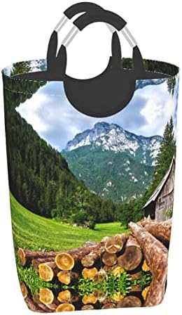Svájci Alpokban Fekvő Nyomtatott Koszos Ruhákat, Táskát, Szennyes Kosár Fogantyúval Összecsukható Szennyesből Mosás Táskák Haza