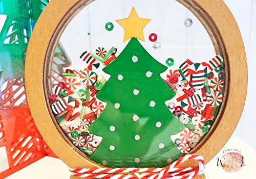 Snowglobe Shaker Jel | Karácsonyi Dekoráció | Többszintű Tálca Dekor | Karácsonyi Téli Dekoráció | Táblázat Akcentus (Fa)