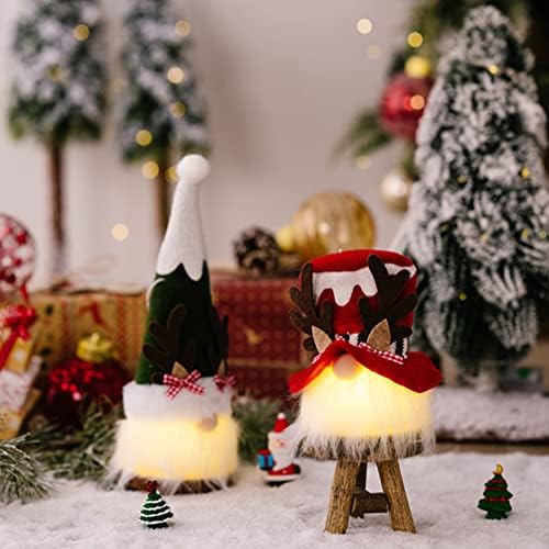 BESTOYARD Kültéri Dekoráció 2db Kivilágított Karácsonyi Gnome Karácsonyi Fény Gnome Kézzel készített Plüss svéd Gnómok, a Világos Elf
