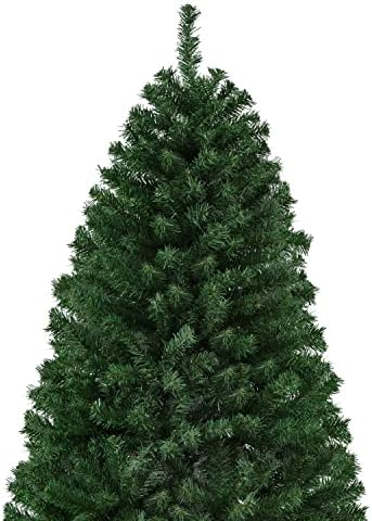 Topeakmart 6 Prémium Csuklós Lucfenyő Mesterséges karácsonyfa Összecsukható Fém Állvány Élethű Ünnep Dekoratív Fa, PVC Tippek,
