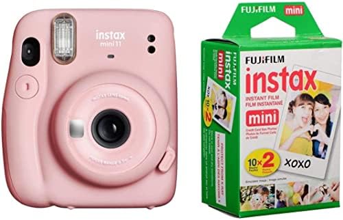Fujifilm Instax Mini 11 Instant Film Kamera, a Fujifilm instax Mini Azonnali Nappal Film Twin Pack, 20 Kitettségek (Blush Pink)