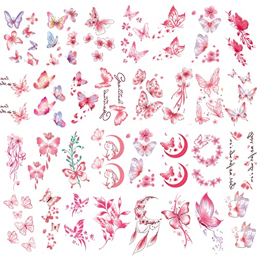 30 Lap Akvarell Pillangó Ideiglenes Tetoválás a Nők, Lányok Szexi Hamis Tetoválás Matricák Body Art Matricák Reális Kreatív