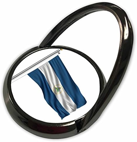 3dRose Carsten Reisinger Illusztrációk - Zászló Nicaragua egy zászlórúd Fölött Fehér Nicaraguai - Telefon Gyűrű (phr_157233_1)