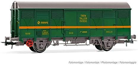 Electrotren Vasúti Gördülőállomány HE6018 RENFE, 2-tengely Kocsi J2 Zöld/Sárga Istálló tren Magasabb Oviedo, Időszak IV.