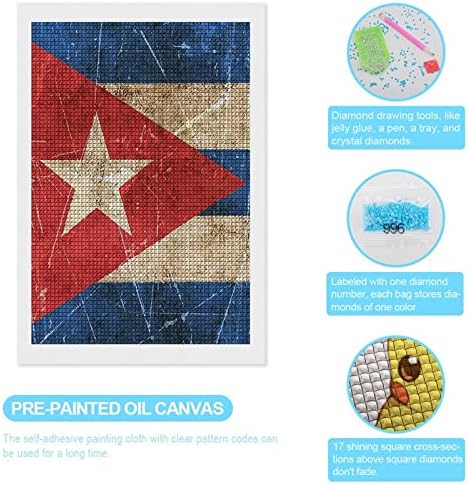Veterán Kubai Zászló Dekorációs Gyémánt Festmény Készletek Vicces 5D DIY Teljes Fúró Gyémánt Pontok Festmények lakberendezés 8x12