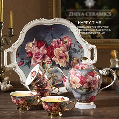 TDDGG Klasszikus Rose Európai porcelán Kávés Készlet Otthoni Délutáni Tea Set Kerámia Bögre Kávé, Tea Csésze Ajándék Doboz