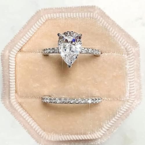 A Nők Ékszerek Gyűrűk Két Darab Kreatív Cirkon Eljegyzési Gyűrű Cseppek Gyémánt Alufelni Inlay Cirkon Rakható Gyűrű, Jegygyűrű