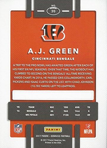 2017 Donruss 20 A. J. Green Cincinnati Bengals Foci Kártya