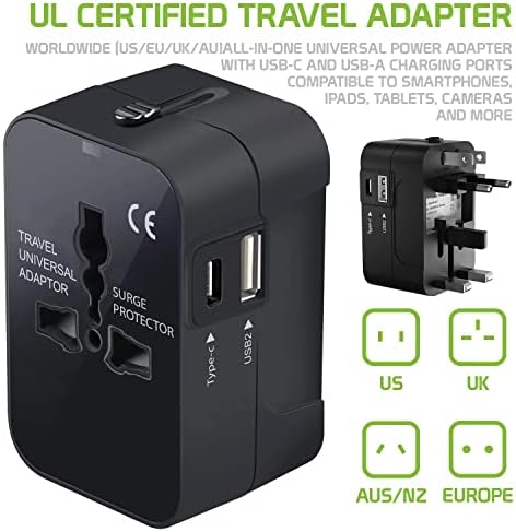 Utazási USB Plus Nemzetközi Adapter Kompatibilis a Micromax E484 a Világszerte Teljesítmény, 3 USB-Eszközök c típus, USB-A
