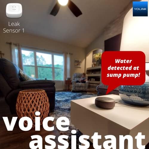 YOLINK Intelligens Otthon Starter Kit: Hub & Víz Szivárgás Érzékelő 4-Pack, SMS, e-Mail & Push Értesítések, LoRa Akár 1/4 Mérföld szabadtéri
